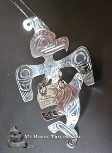 Sterling Silver Thunderbird with Killer Whale pendant by Solomon Seward