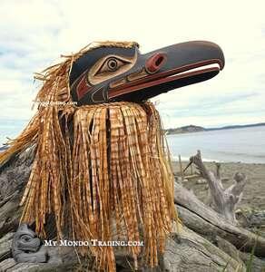 Raven Mask, articulated, Canadian Indigenous Art by Randy Stiglitz / Janice Morin