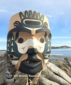 New 15" Woodpecker Mask, red cedar, authentic local Indigenous art by Tim Paul