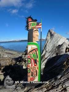Red cedar Bear Chief Warrior on base, Brad Joseph Jr. 