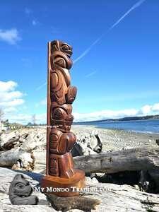 Haida Raven and Beaver, cedar Totem by late Darrell LeBlanc, Haida Nation - SOLD