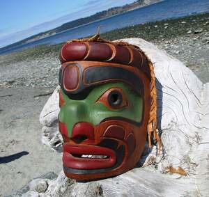 Vintage cedar portrait mask by Ernie Henderson - SOLD