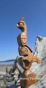 22" Thunderbird and Killer Whale, Model Totem pole by Charles Harper (Video) - on HOLD