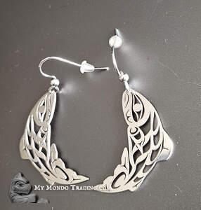 Sterling silver Salmon earrings, designed and direct from artist Grant Pauls 