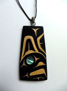 Thunderbird pendant, cedar, Gus Modeste