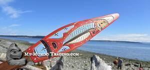 Salmon, ceremonial Dance Paddle, 37"  by  Laurence Scow - SOLD 