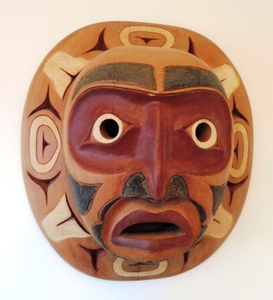 Vintage Cedar Moon Mask by Leighton Antoine