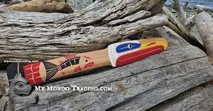 38" red cedar Paddle, Salmon and Eagle, hand carved art by Neil Baker