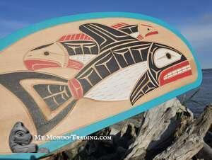 Killer Whale and Salmon, cedar, hand carved, Neil Baker  - SOLD 