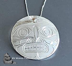 1 3/4" Sterling silver circular MOON pendant by Paddy Seaweed 