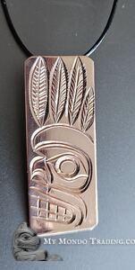 2" copper pendant, Eagle Chief design, jewelry art, Paddy Seaweed 