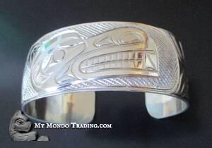 1" Wolf head cuff Bracelet, sterling silver by Paddy Seaweed