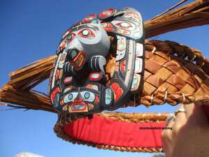 Sisiutl, Wolf Frontlet / cedar dance headdress by Silas Coon - SOLD