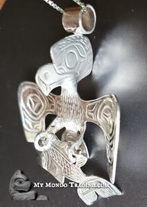 Eagle catching Salmon, silver pendant, Solomon Seward jewelry art