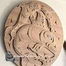 Superb quality, 36" cedar Killer Whale and Salmon, Gerry Sheena - SOLD 