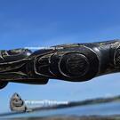 Raven handle, fully hand carved and inlaid