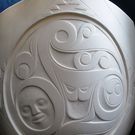 First Nations Art, White Porcelain Vase by Terry Jackson